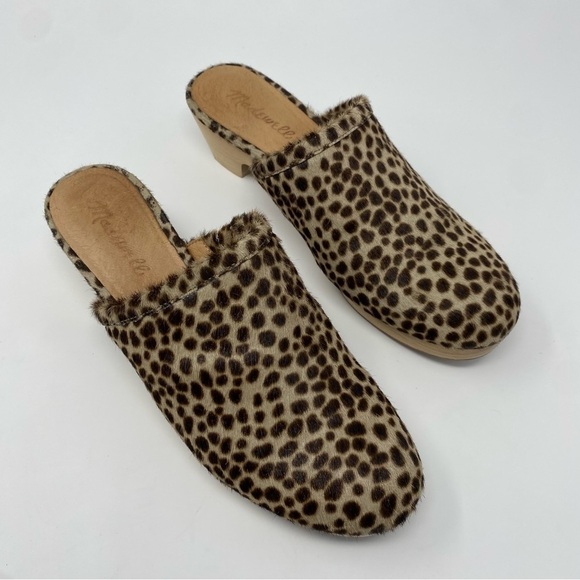 Madewell Womens The Ruby Clog in Dotted Calf Hair 7.5 Wooden Soles Slip On MA526 - Picture 4 of 11